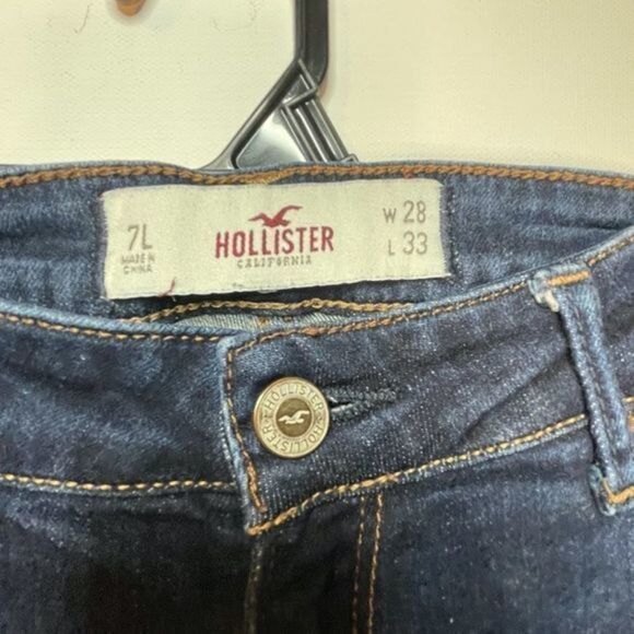 Hollister Jeans Juniors Size 7 Super Skinny Dark Wash Low Rise y2k Ankle - Picture 2 of 8